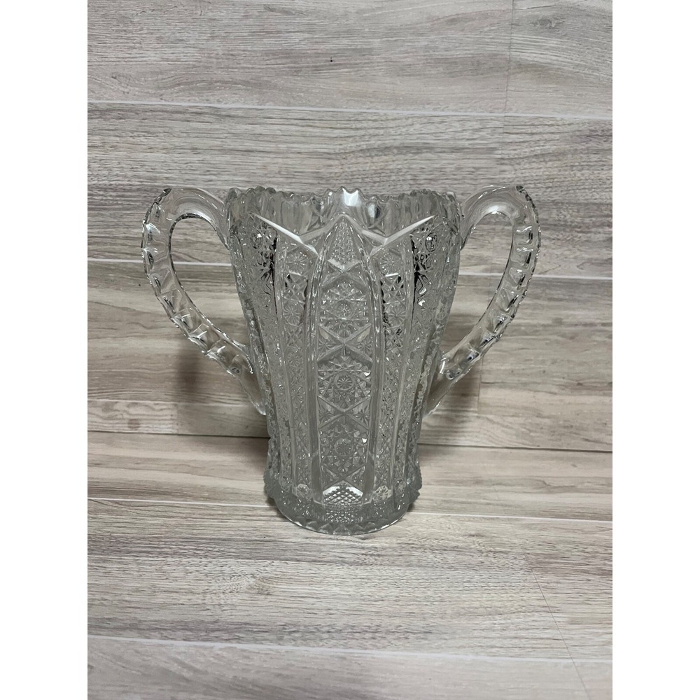 Celery Vase Daisy & Button by Imperial Glass Ohio 2-Handled Pressed Glass USA
